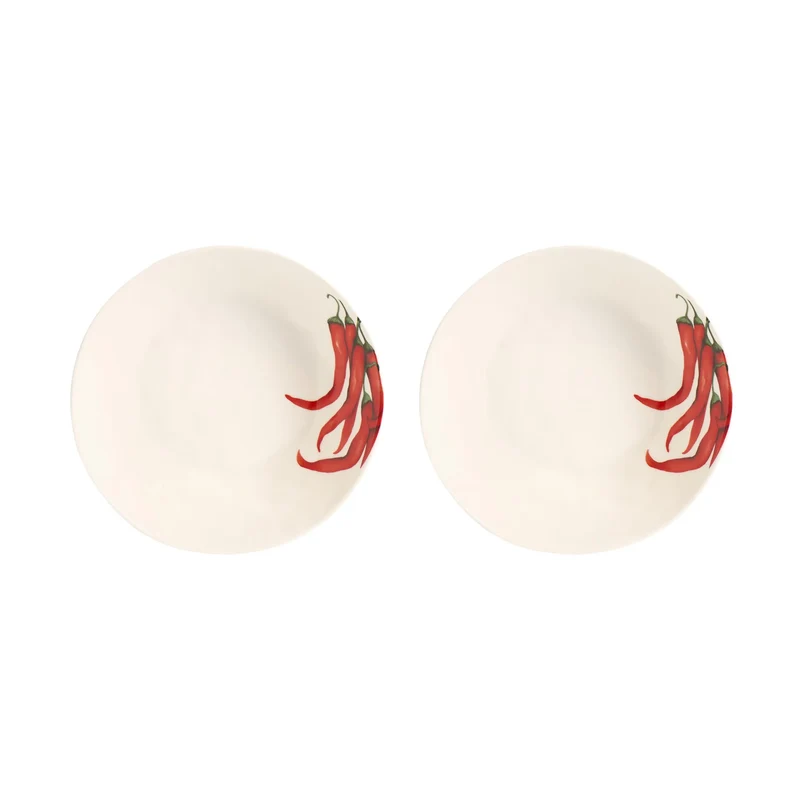 Set 2 Piatti fondi Peperoncino - Porcellana Bianco