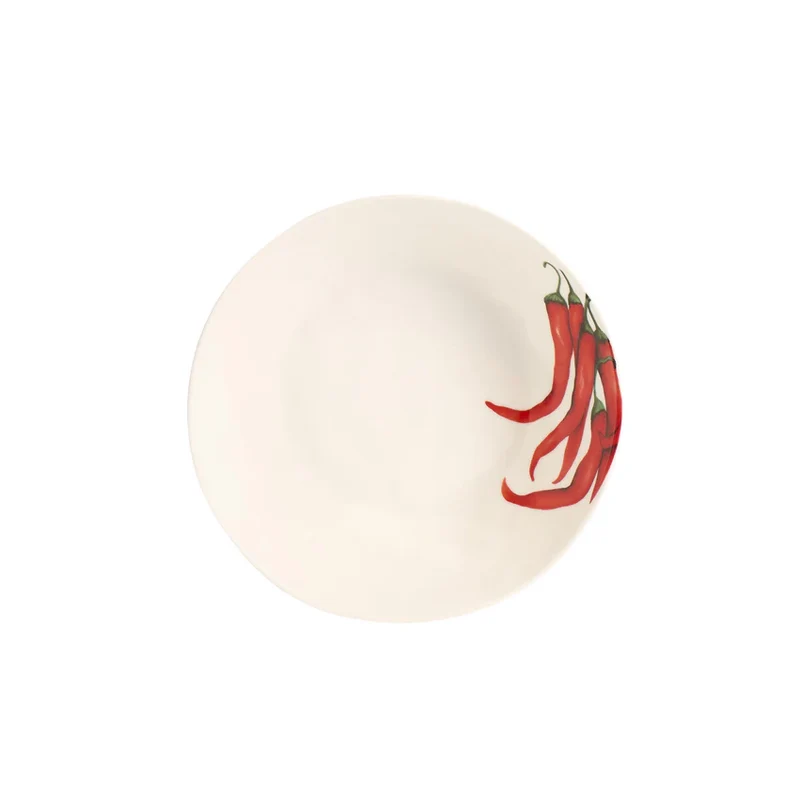 Set 2 Piatti fondi Peperoncino - Porcellana Bianco