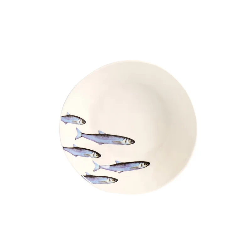 SET 2 Piatti fondi in Gres Bianco - Sardine