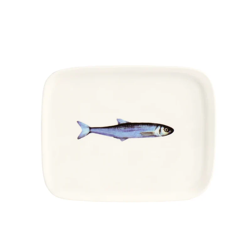 Piatto rettangolare Sardina - Porcellana Bianco