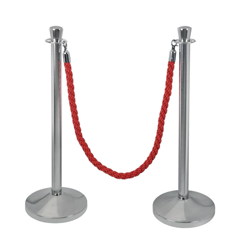 Cordone per colonnina rosso con ganci inox mt.1.5