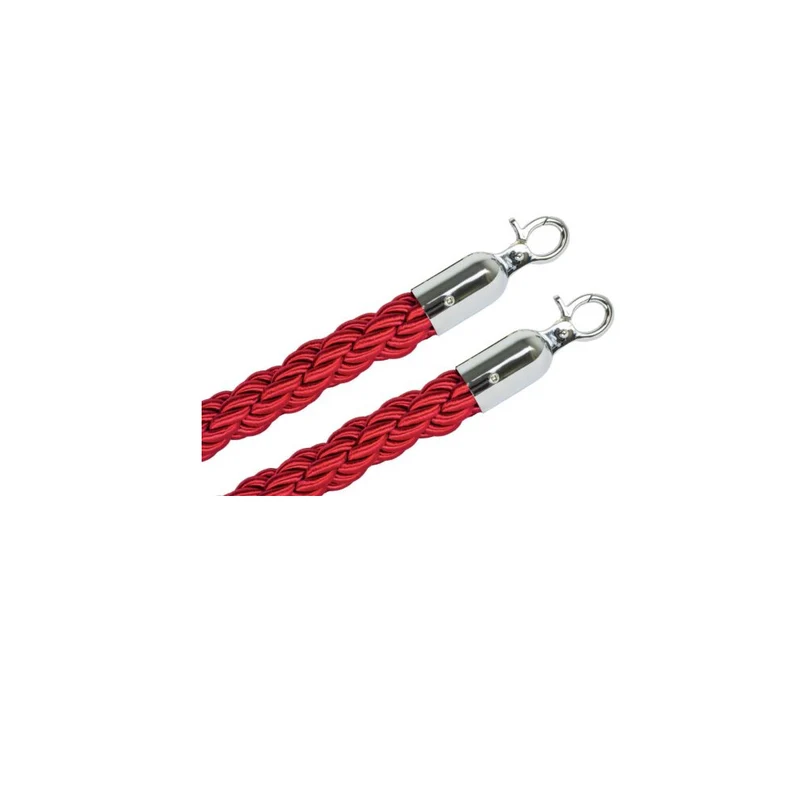 Cordone per colonnina rosso con ganci inox mt.1.5