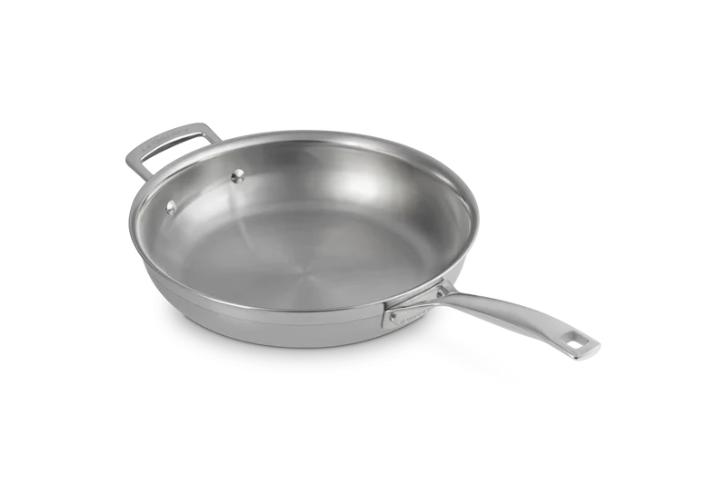 Padella bassa con maniglia in acciaio inox - 28 cm