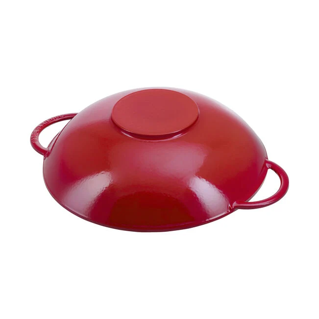 Wok con coperchio in vetro rotondo - 37 cm, ciliegia