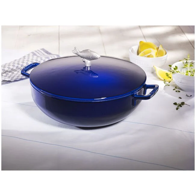 Tegame bouillabaisse rotondo - 28 cm, blu scuro