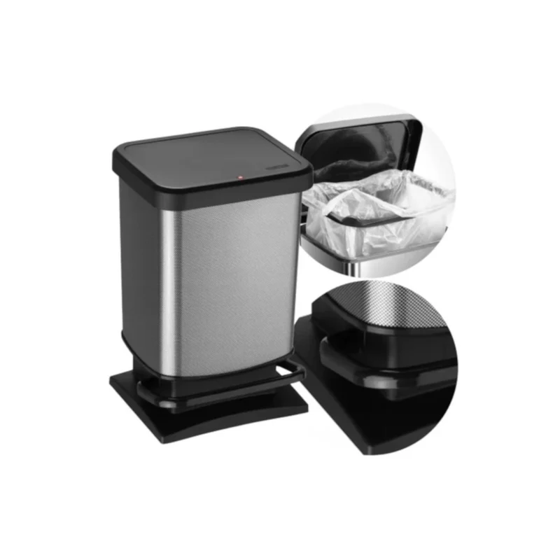 Pattumiera paso lt.20 silver/nero rotho