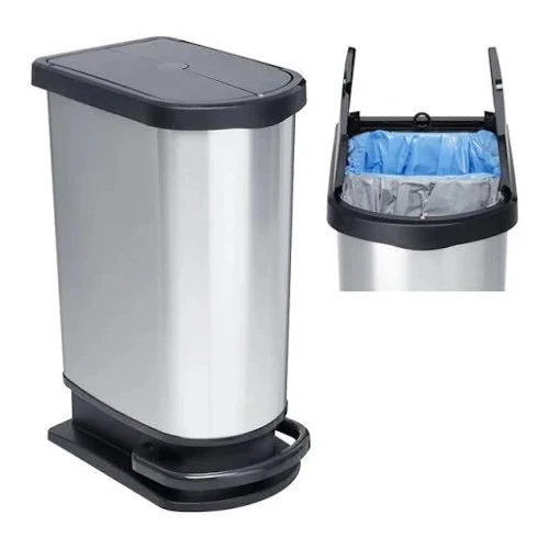 Pattumiera paso duo lt.2x25 silver/nero rotho