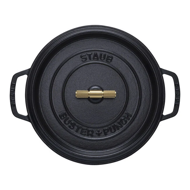 Cocotte Buster+Punch rotonda - 28 cm, Nera