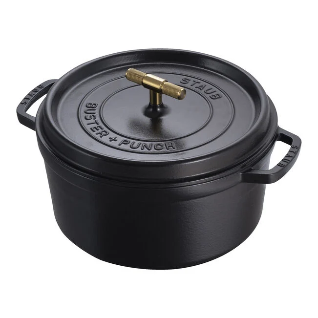 Cocotte Buster+Punch rotonda - 28 cm, Nera