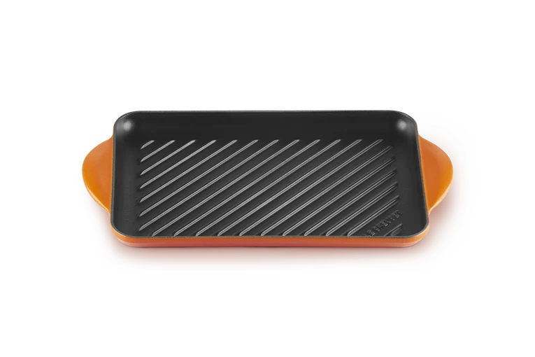 Grill rettangolare Tradition in ghisa vetrificata - 32 cm Arancio