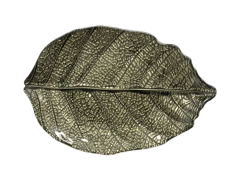 Piattino Foglia Di Betulla in Vetro - 32x21 cm / Forest Dream