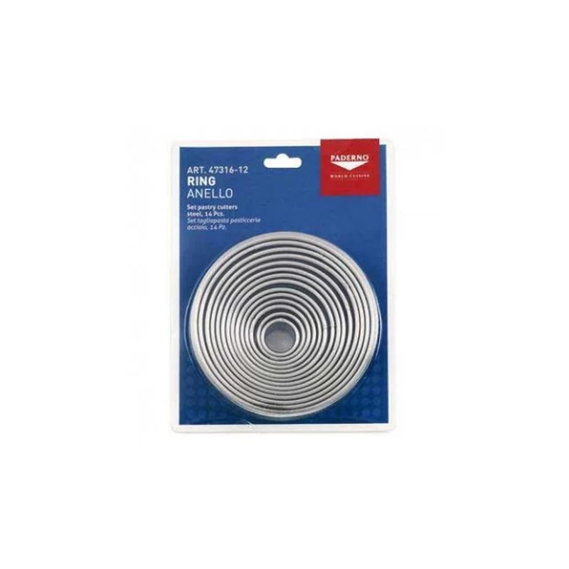 Set tagliapasta inox ad anello da ø cm.2 a ø cm.12 set 14 pezzi
