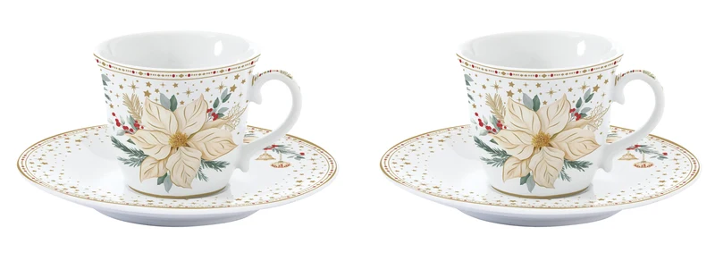 Set 2 tazzine caffe con piattino - 80 ml / White Elegance
