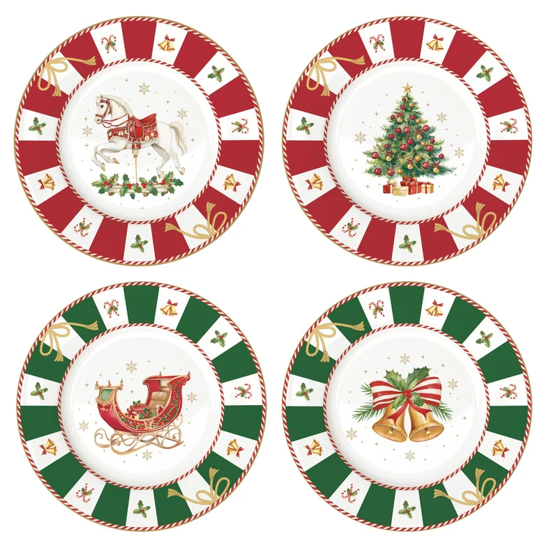 Set 4 piatti dessert porcellana In color Box - 19 cm / Christmas Tale