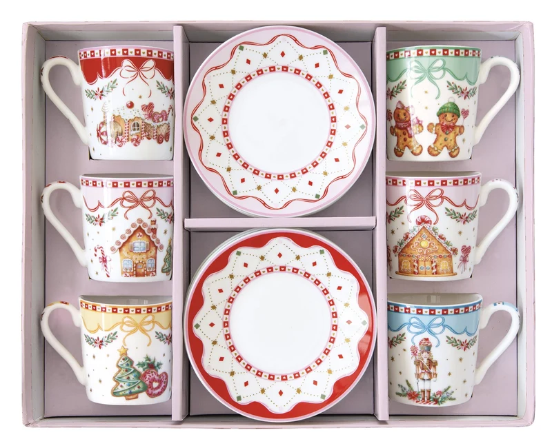 Set 6 tazzine caffè - con piattino / Sweet Christmas