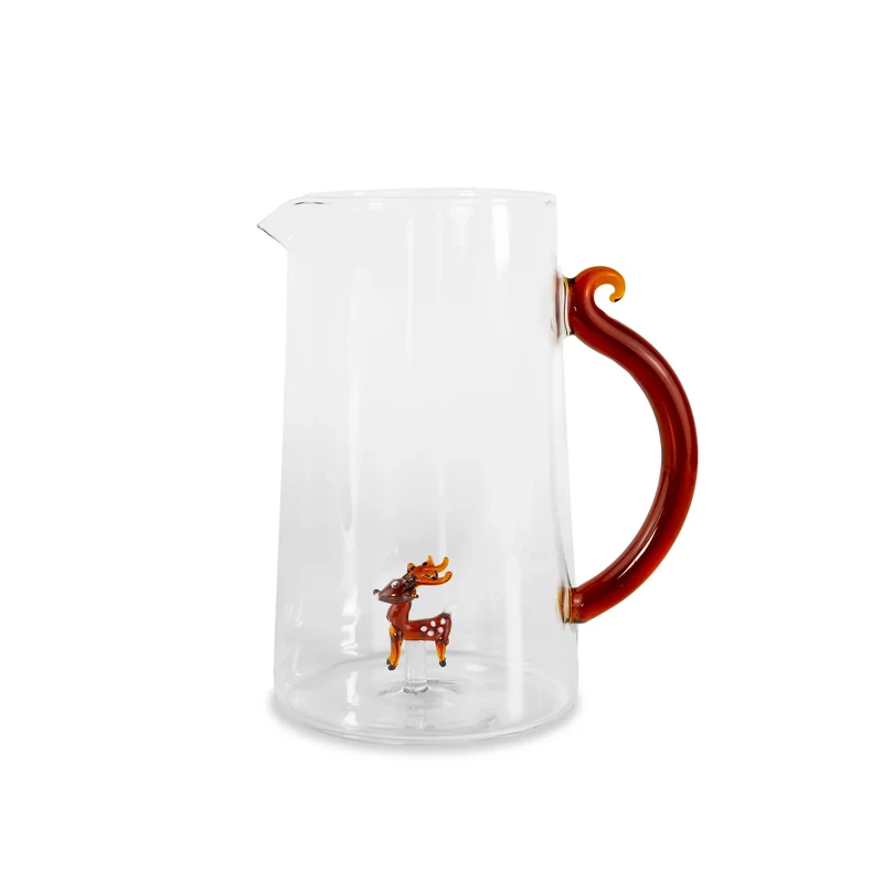 Caraffa in vetro borosilicato - 1,2 L / Decoro Renna