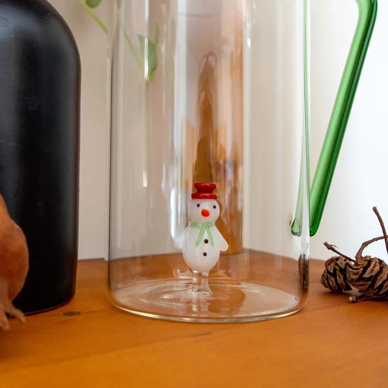 Caraffa in vetro borosilicato - 1,2 L / Decoro Pupazzo di Neve