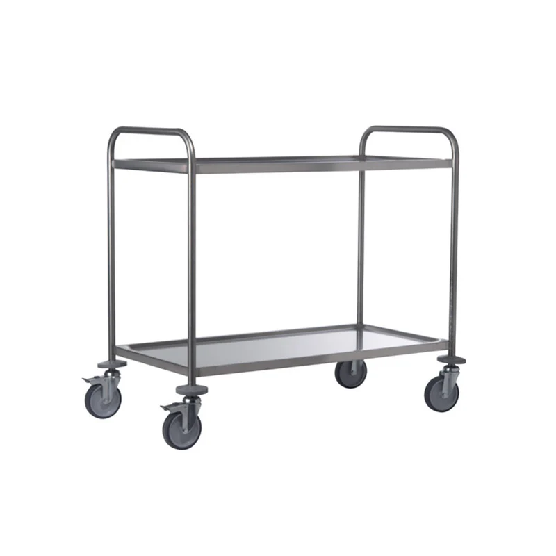 Carrello inox 2 piani saldato con freno cm.100x50 h.85