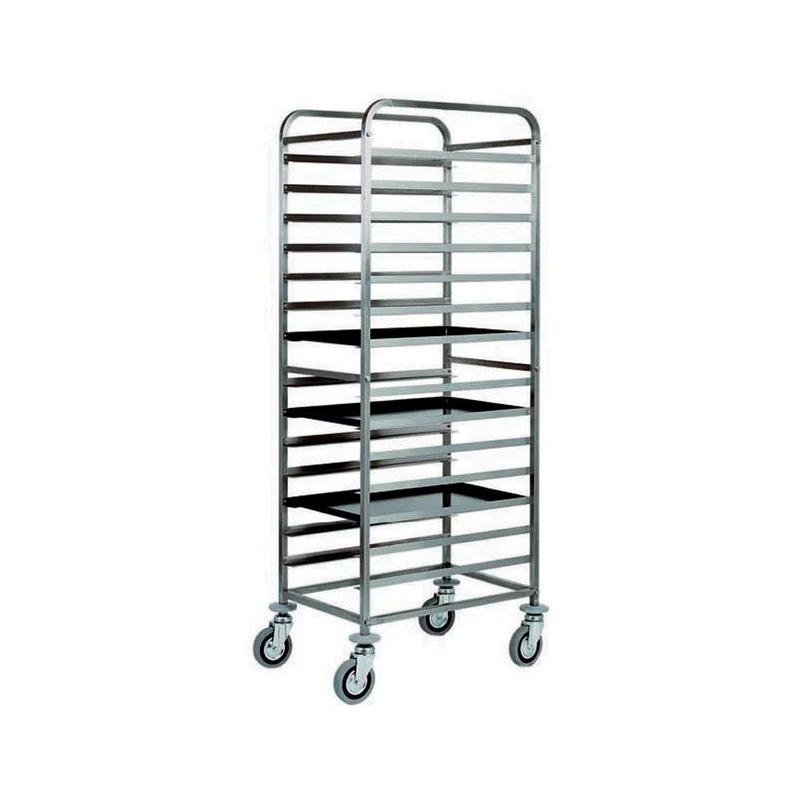 Carrello inox portateglie cm.60x40 capacita' 14 teglie