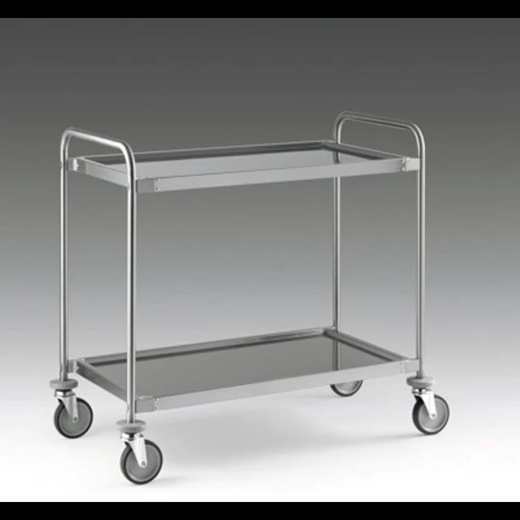 Carrello inox 2 piani con freno cm.80x50 h.85