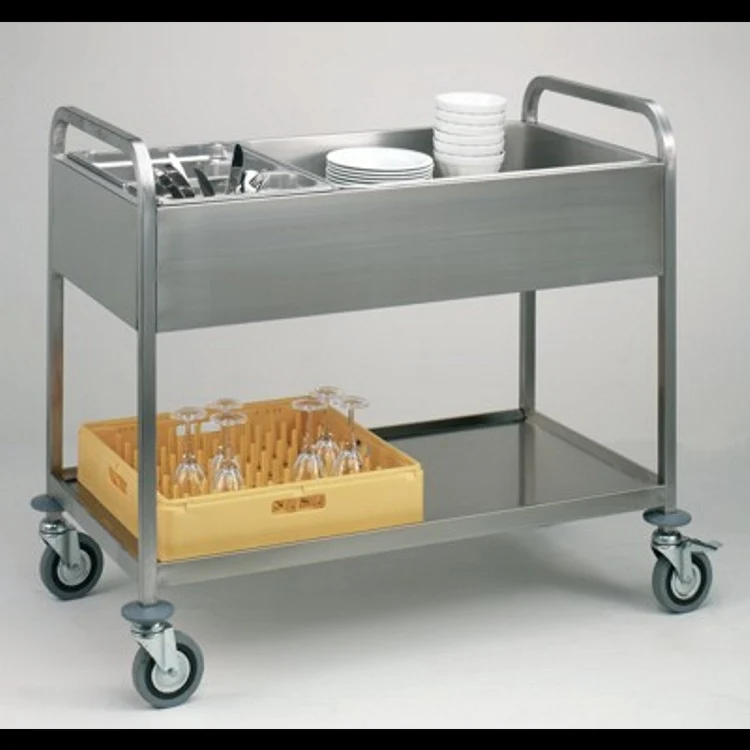 Carrello inox per sbarazzo con 3 bacinelle gn 1/1 e 1 ripiano