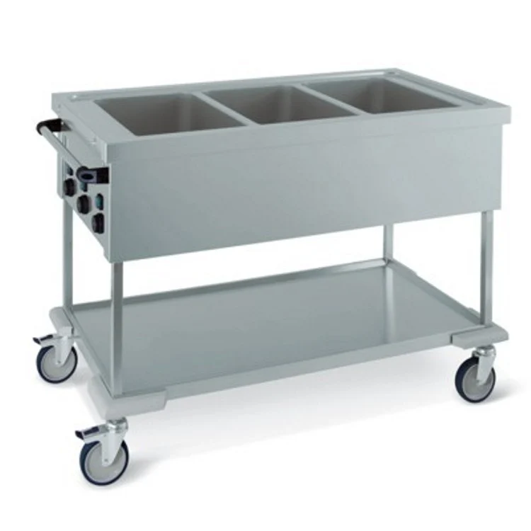 Carrello inox bagnomaria 2 gastronorm 1/1 indipendenti 600w