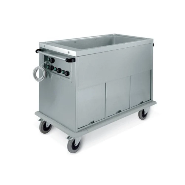 Carrello inox bagnomaria armadiato 3 gastronorm 1/1 vani riscaldati