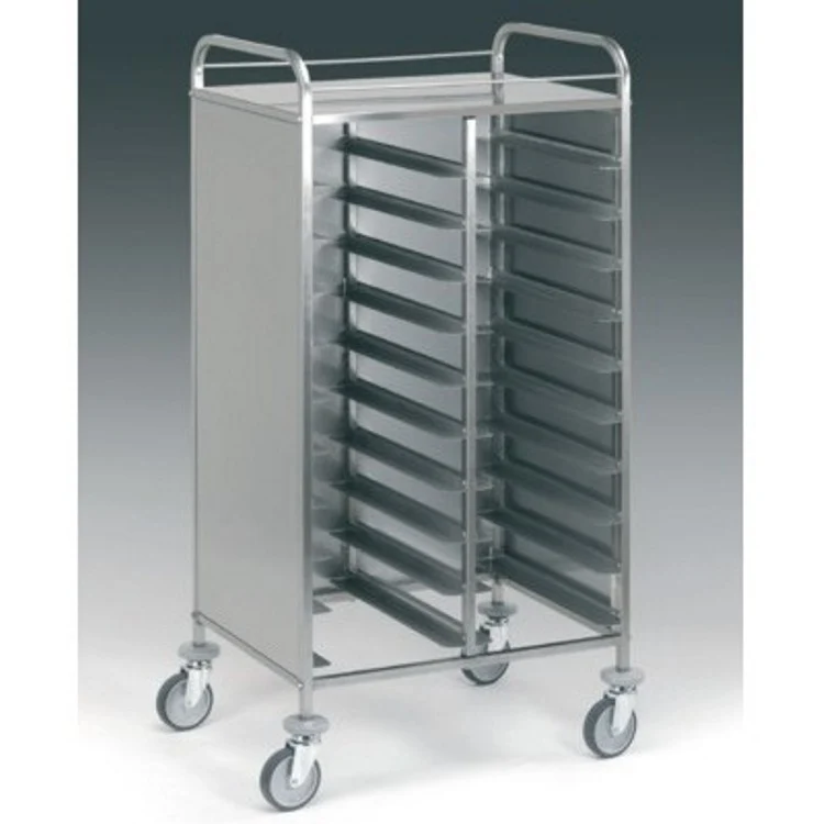 Carrello inox portavassoi cm.53x32.5 20 vassoi pannellato ix