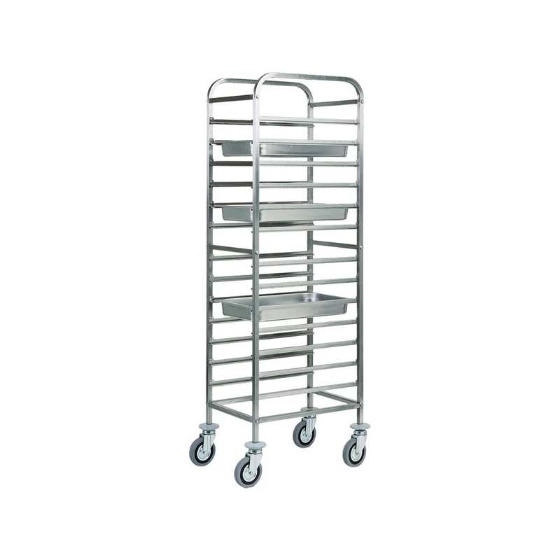 Carrello inox portateglie cm.53x32.5 gastronorm 14 teglie