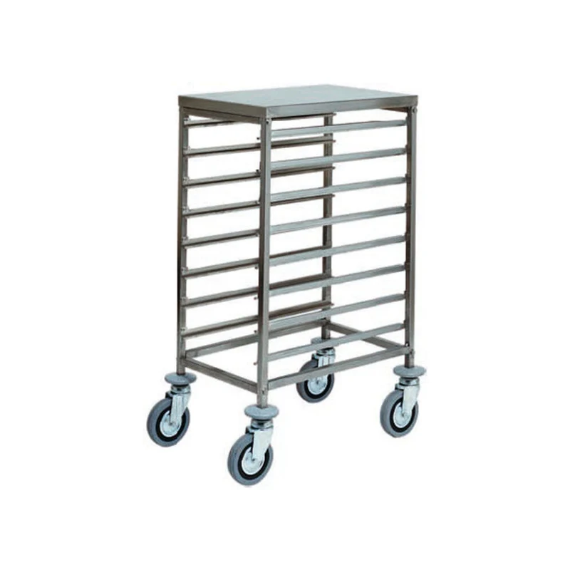 Carrello inox portateglie cm.53x32.5 gastronorm 8 teglie