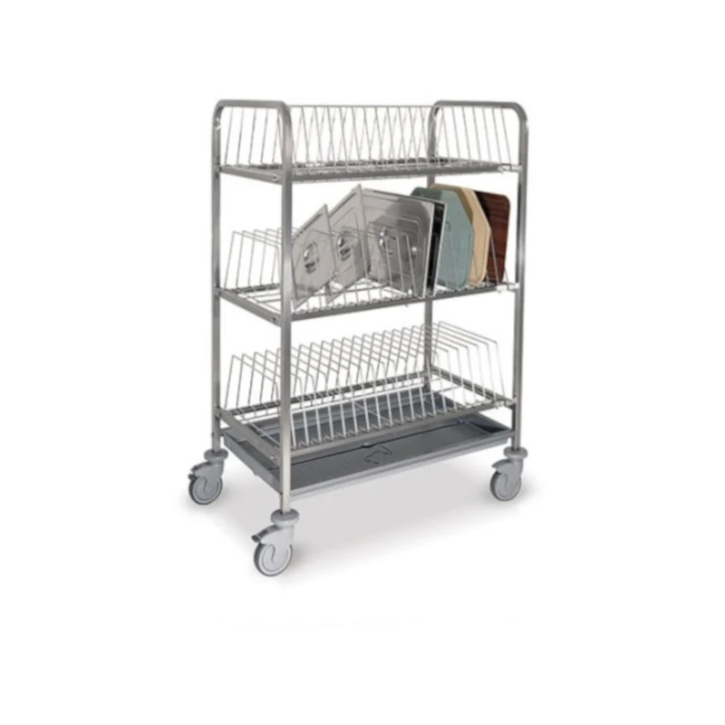 Carrello inox scolavassoi e coperchi 60 vassoi