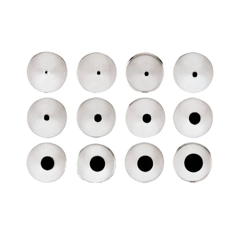 Bocchetta foro tondo inox base cm.1.8 pz.12 da 0.6 a 7.6