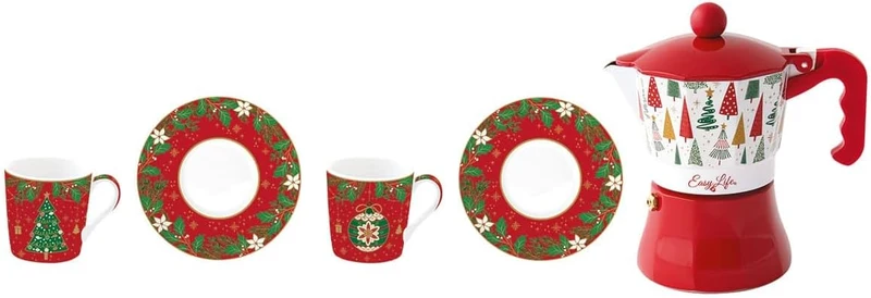 Set 2 tazzine espresso con piattini e caffettiera 3 tazze
