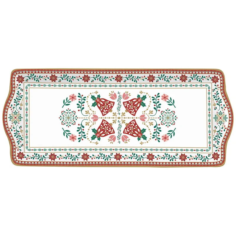 Vassoio natalizio in porcellana CHRISTMAS FOLK 35 x 15 cm