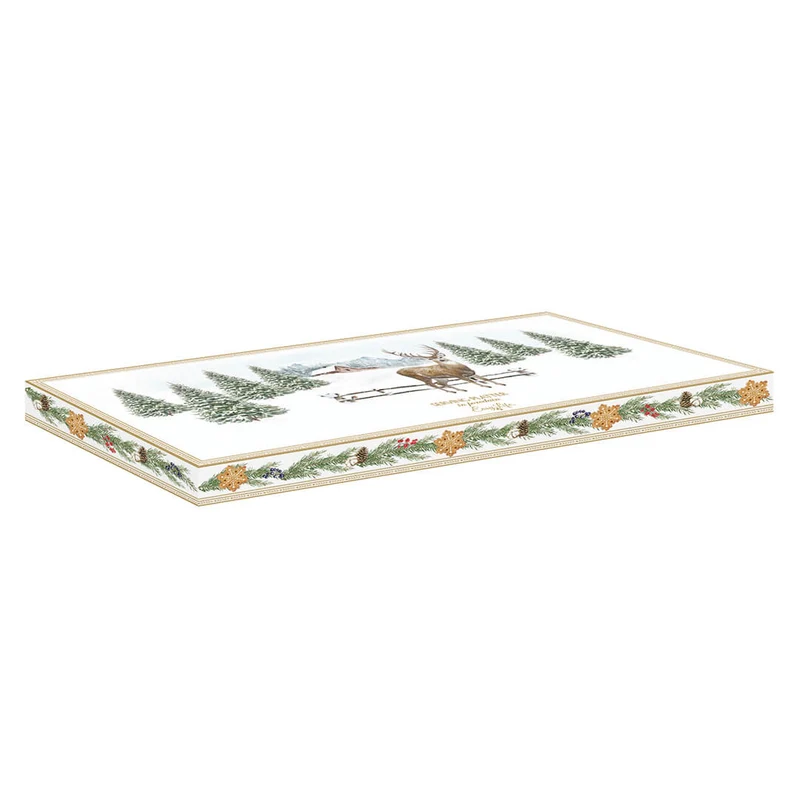 VASSOIO WHITE FOREST 35x15CM / RETTANGOLARE / PORCELLANA