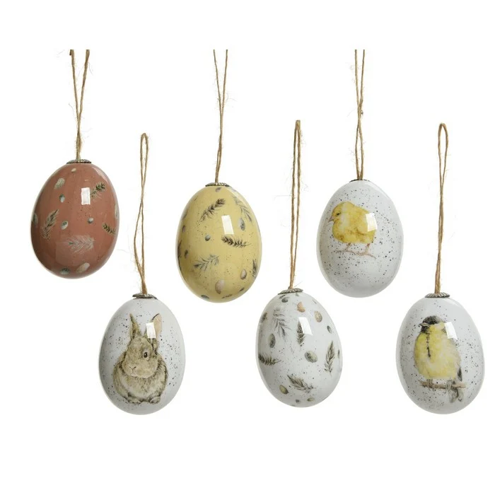 Set 6 uova per decorazione pasquale da appendere 6 cm