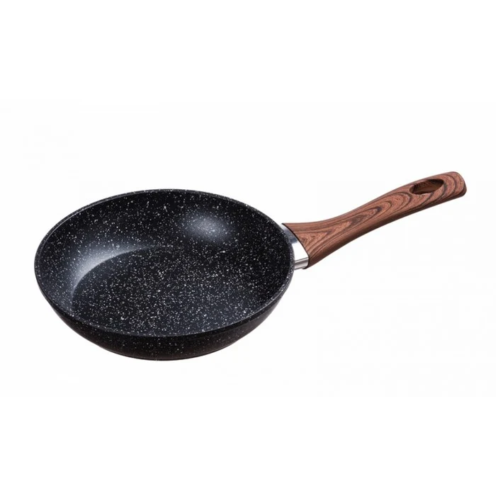 Padella per induzione antiaderente e antigraffio, manico effetto legno - Black Stone
