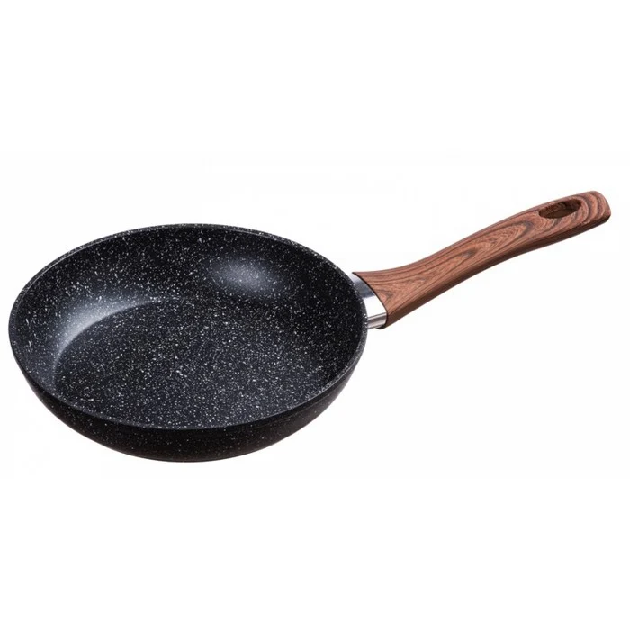 Padella per induzione antiaderente e antigraffio, manico effetto legno - Black Stone