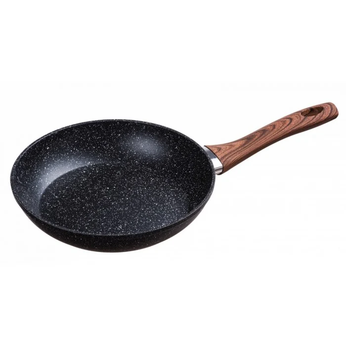 Padella per induzione antiaderente e antigraffio, manico effetto legno - Black Stone