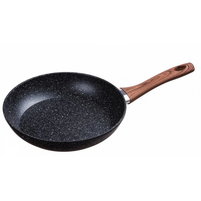 Padella per induzione antiaderente e antigraffio, manico effetto legno - Black Stone
