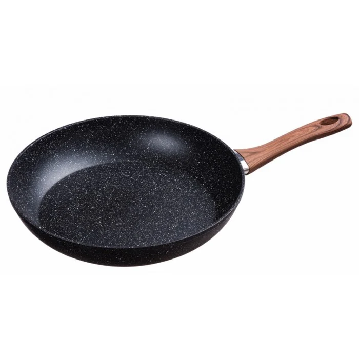 Padella per induzione antiaderente e antigraffio, manico effetto legno - Black Stone