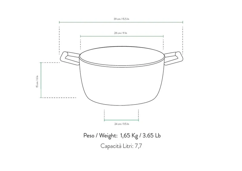 Casseruola antiaderente alta 2 maniglie 28 Cm