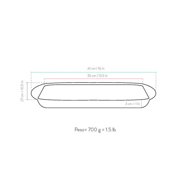 Teglia Antiaderente Rettangolare Bassa 35X27X3 Cm