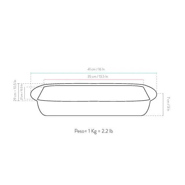 Teglia Antiaderente Rettangolare Alta 35X27X7 Cm