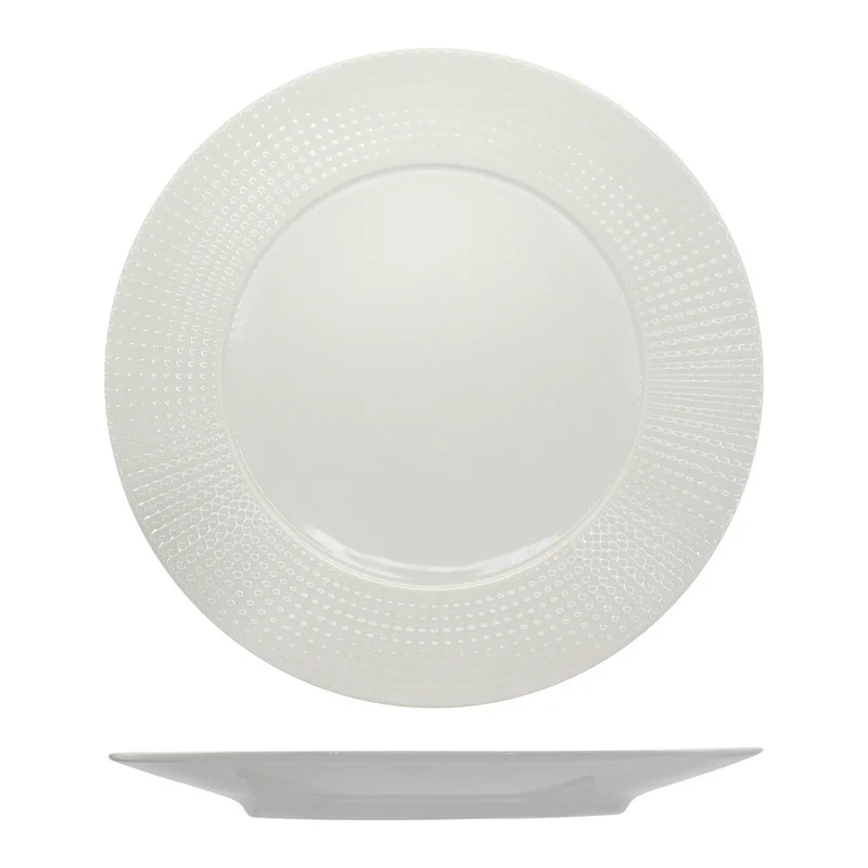 31 cm - Point Piatto Piano A Falda In Porcellana - Set 6 Pz