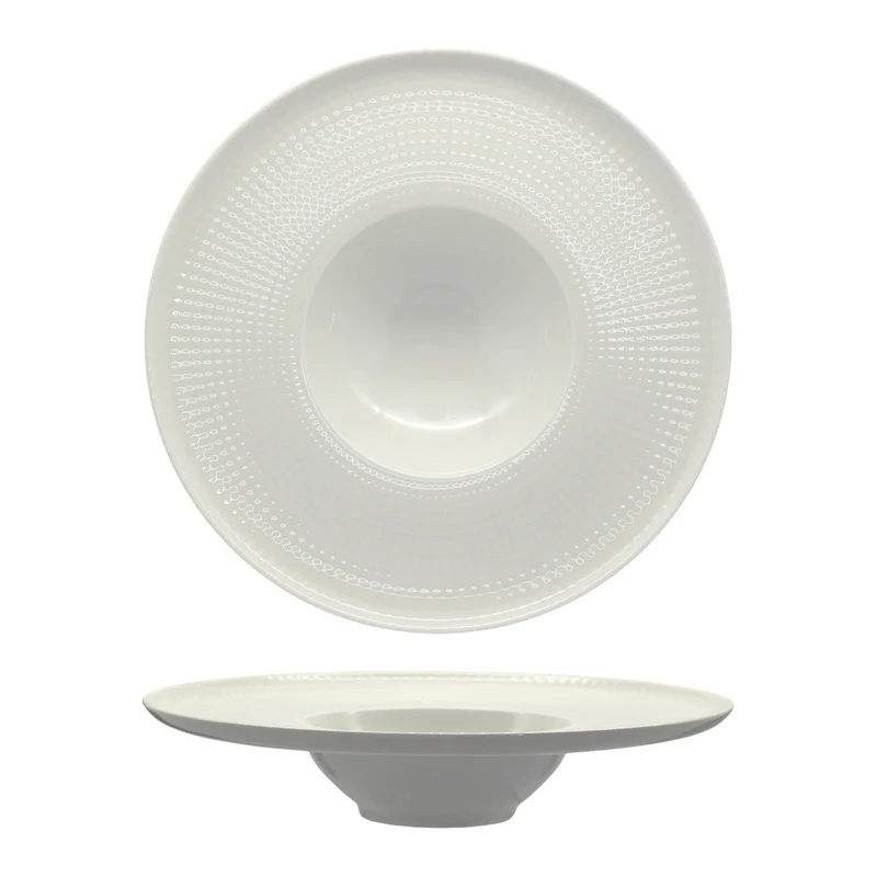 28 cm - Point Piatto Fondo Pasta A Falda In Porcellana - Set 6 Pz