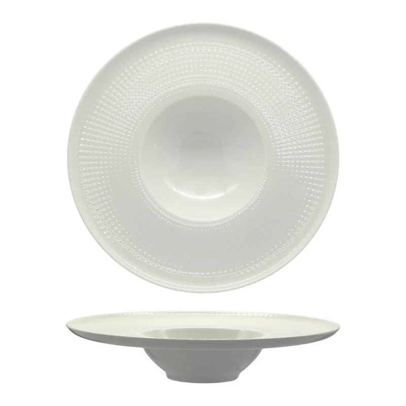 22 cm - Point Piatto Fondo Pasta A Falda In Porcellana - Set 6 Pz