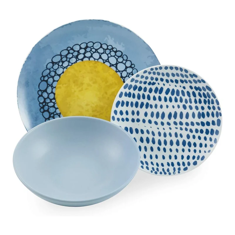 Marea Servizio Piatti In Porcellana Colorata Set 18 Pz
