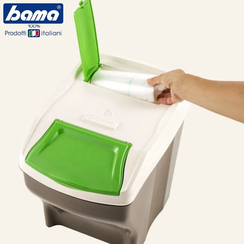 27 Lt - Poker Plus Pattumiera Raccolta Differenziata Rettangolare In Plastica - Set 4 Pz