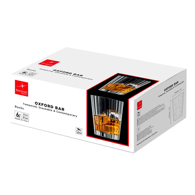 31.2 cl - Oxford Bicchiere Whisky in Vetro Temperato - Set 6 Pezzi